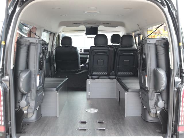 ハイエースワゴン GL ロング 新車 FLEX内装架装Relaxing ベット&テーブル車中泊仕様 HDMIスマホミラーリング フルセグナビ&フリップダウンモニター USB電源増設 デジタルインナーミラー パノラミックビューモニター(73枚目)