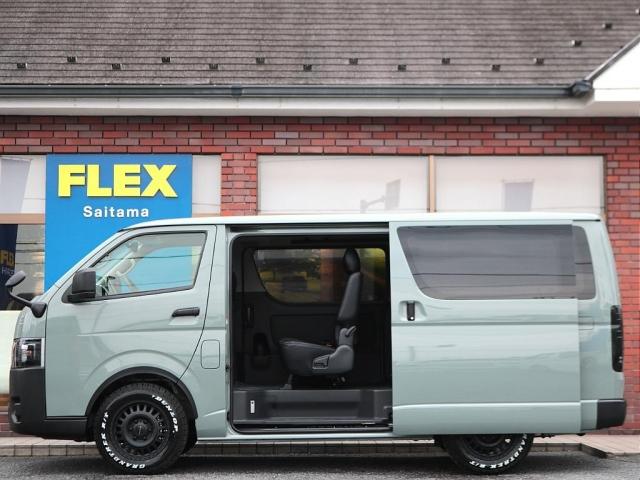 ハイエースバン ロングスーパーGL 車中泊ベットキット メカレスBIG-X11インチナビ ミラーリング対応HDMIポート FLEXシートカバー 両側サイドバー インナーブラックヘッドライト ブラックエディション 両側パワースライドドア(12枚目)