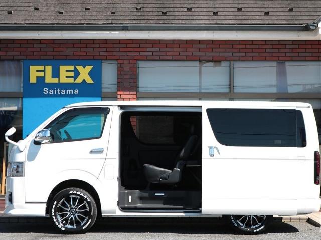 ハイエースバン スーパーGL ダークプライムII ロングボディ ベットキット BIG-X11インチナビ FLEXフロントスポイラー アルティメットIILEDテール Delf06 17インチAW ナスカーレタータイヤ トヨタセーフティセンス 両側パワースライドドア(13枚目)
