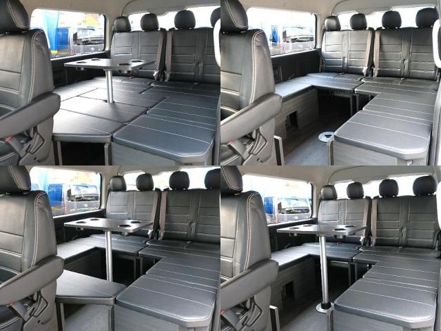 ハイエースワゴン GL ロング FLEX内装アレンジ【familiar】ベット&テーブル車中泊仕様 BIG-X11インチナビ HDMIスマホミラーリング フローリングフロア デジタルインナーミラー パノラミックビューモニター TSS(3枚目)