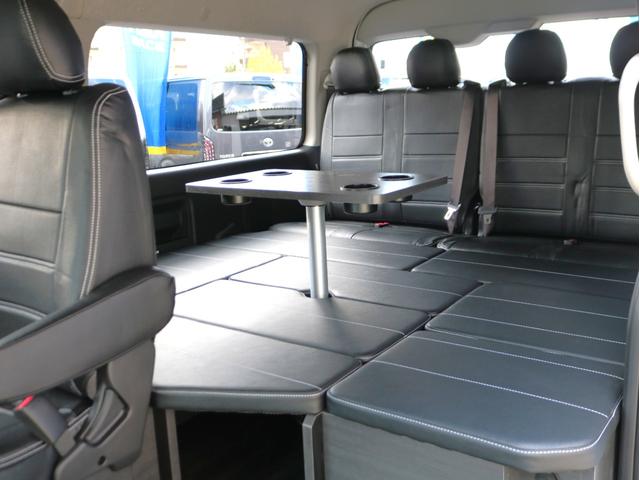 ハイエースワゴン GL ロング FLEX内装アレンジ【familiar】ベット&テーブル車中泊仕様 BIG-X11インチナビ HDMIスマホミラーリング フローリングフロア デジタルインナーミラー パノラミックビューモニター TSS(54枚目)