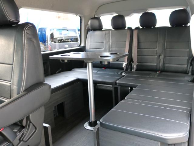 ハイエースワゴン GL ロング FLEX内装アレンジ【familiar】ベット&テーブル車中泊仕様 BIG-X11インチナビ HDMIスマホミラーリング フローリングフロア デジタルインナーミラー パノラミックビューモニター TSS(56枚目)