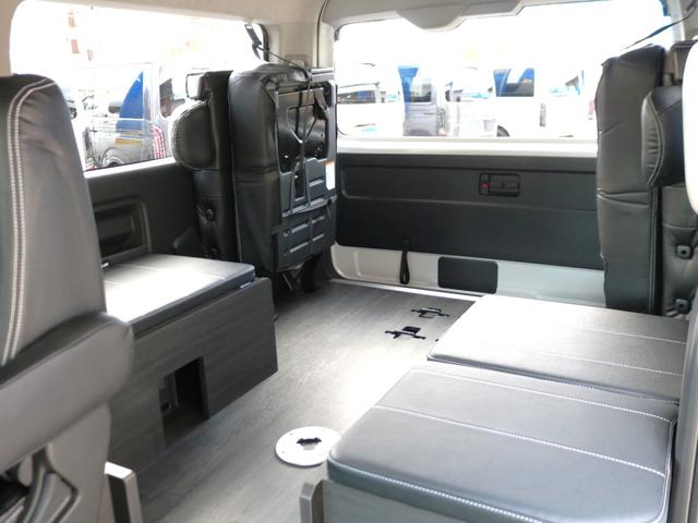 ハイエースワゴン GL ロング FLEX内装アレンジ【familiar】ベット&テーブル車中泊仕様 BIG-X11インチナビ HDMIスマホミラーリング フローリングフロア デジタルインナーミラー パノラミックビューモニター TSS(59枚目)