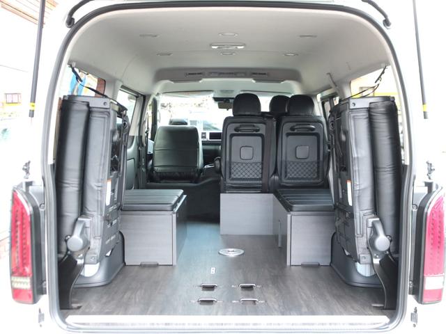 ハイエースワゴン GL ロング FLEX内装アレンジ【familiar】ベット&テーブル車中泊仕様 BIG-X11インチナビ HDMIスマホミラーリング フローリングフロア デジタルインナーミラー パノラミックビューモニター TSS(60枚目)