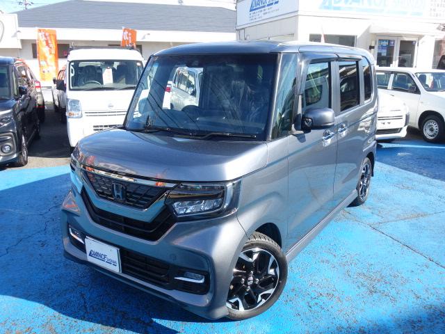 N-BOXカスタム G・Lターボホンダセンシング 禁煙車 ハーフレザーシート ターボ 社外メモリーナビ フルセグTV DVD再生 Bluetooth/USB接続 録音機能搭載 バックカメラ ETC スマートキー 両側パワースライドドア 純正15AW(3枚目)