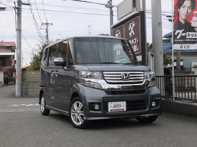 Ｎ－ＢＯＸカスタム Ｇ・Ｌパッケージ　スマートキー　スペアキー　プッシュスタート　禁煙車　左パワースライドドア　ＨＩＤ　カスタム　サイドバイザー　純正アルミ（2枚目）