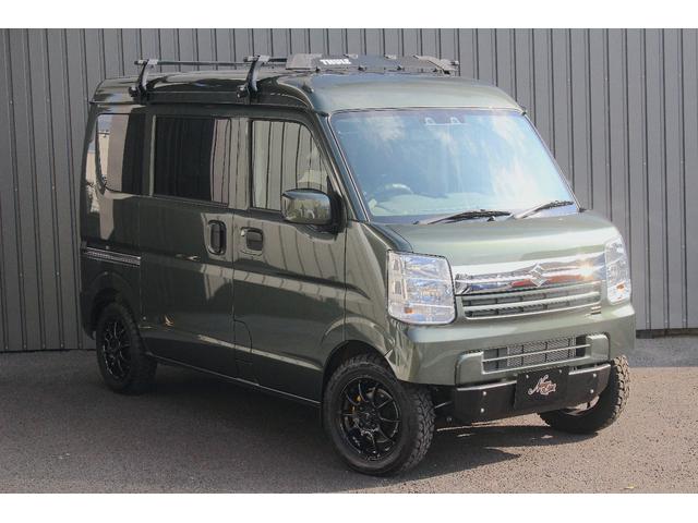 エブリイ ジョイン 5型 5MT 4WD セーフティサポート ナビ/フルセグTV 14ホイール&オープンカントリー 革調シートカバー&チェック柄フロアーマット ショートバンパー化&スキッドバンパー イエローキャリパー(2枚目)