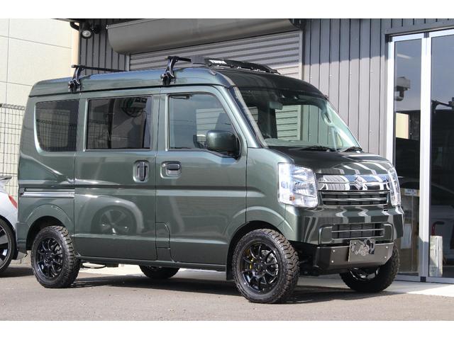 エブリイ ジョイン 5型 5MT 4WD セーフティサポート ナビ/フルセグTV 14ホイール&オープンカントリー 革調シートカバー&チェック柄フロアーマット ショートバンパー化&スキッドバンパー イエローキャリパー(5枚目)