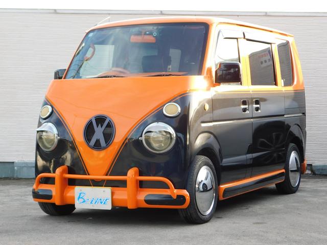 エブリイワゴン ＰＺターボスペシャル　４ＷＤ　ターボ　アーリーバス仕様　内外装ブラックオレンジツートン　メッキホイールキャップ　両側パワスラ　カロッツェリアナビ　バックカメラ　ＴＶ　Ｂｌｕｅｔｏｏｔｈ　ＥＴＣ　シートヒーター　キーレス（6枚目）