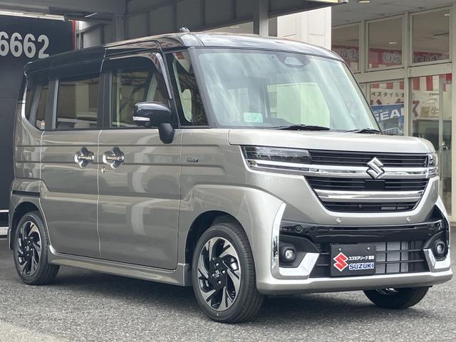 スペーシアカスタム ハイブリッドXSターボ 届出済未使用車 全方位モニター付ナビゲーション 360°カメラ 9インチフルセグナビ カープレイ対応  スズキコネクト アダプティブクルーズコントロール 車線逸脱抑制(3枚目)
