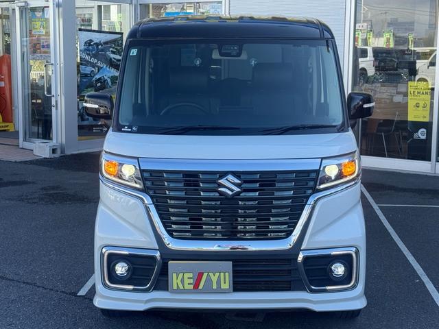 スペーシアカスタム ハイブリッドXSターボ 1オーナー SDナビ 両側電動スライド バックカメラ 衝突軽減装置 車線逸脱警報 Bluetoothオーディオ フルセグTV DVD再生 ハーフレザー シートヒーター LEDヘッドライト 純正アルミ(17枚目)