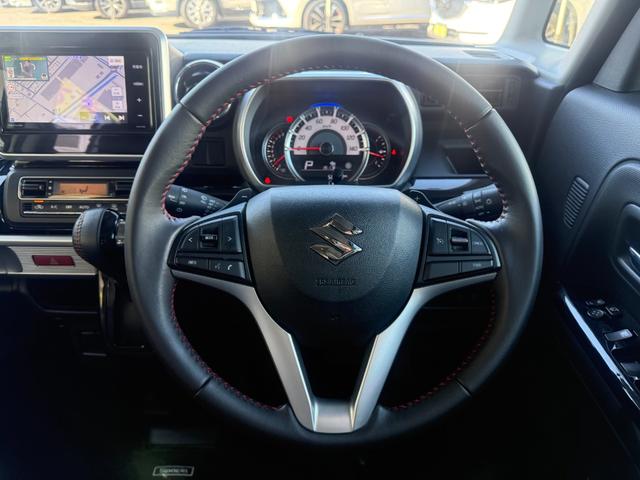 スペーシアカスタム ハイブリッドXSターボ 1オーナー SDナビ 両側電動スライド バックカメラ 衝突軽減装置 車線逸脱警報 Bluetoothオーディオ フルセグTV DVD再生 ハーフレザー シートヒーター LEDヘッドライト 純正アルミ(30枚目)