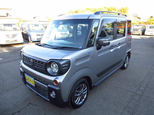 スペーシアギア ハイブリッドＸＺ　４ＷＤ　レンタカーアップ　ナビ　テレビ　ＥＴＣ　全周囲カメラ　両側パワースライドドア　衝突軽減ブレーキ　社外アルミ　ＬＥＤオートライト　フォグ　ルーフレール　リアソナー　革巻きステア　オートエアコン（4枚目）