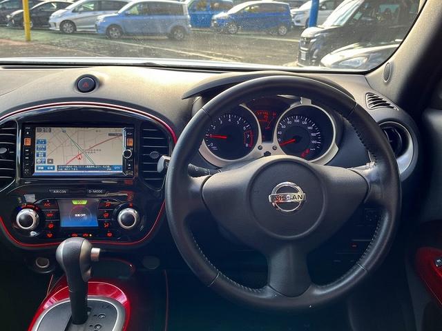 ジューク 15RX タイプV 純正SDナビ フルセグTV バックカメラ プッシュスタート キーフリー HID ETC オートエアコン フォグランプ 電動格納ミラー(9枚目)
