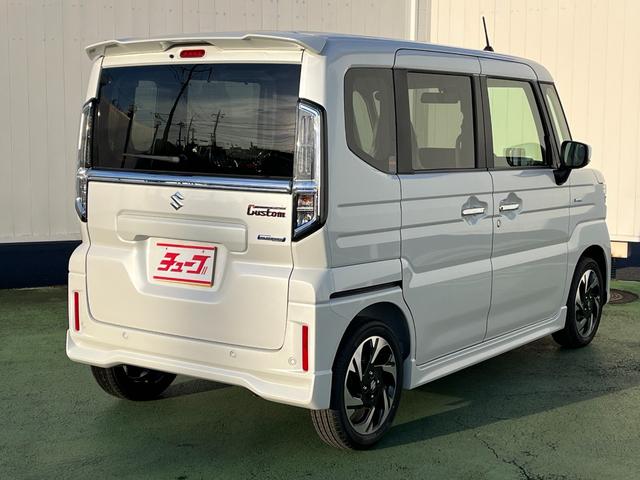 スペーシアカスタム ハイブリッドＸＳ　スズキセーフティーサポート　デュアルセンサーブレーキサポートＩＩ　ＬＥＤヘッドライト　ＬＥＤフォグランプ　ハーフレザーシート　ＨＵＤ　左右シートヒーター　ハンドルヒーター　両側パワースライドドア（3枚目）