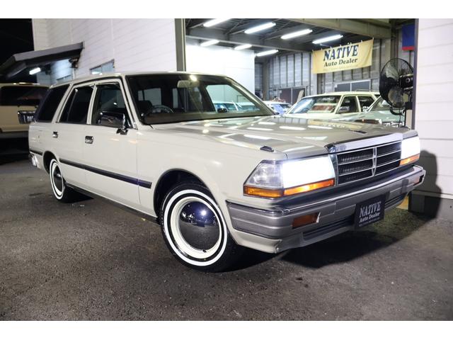 グロリアワゴン SGL サーフスタイル 新品VENPLAホイールキャップ 新品ホワイトリボンタイヤ LEDヘッドライト サンドベージュNewペイント タイミングベルト交換済み(5枚目)