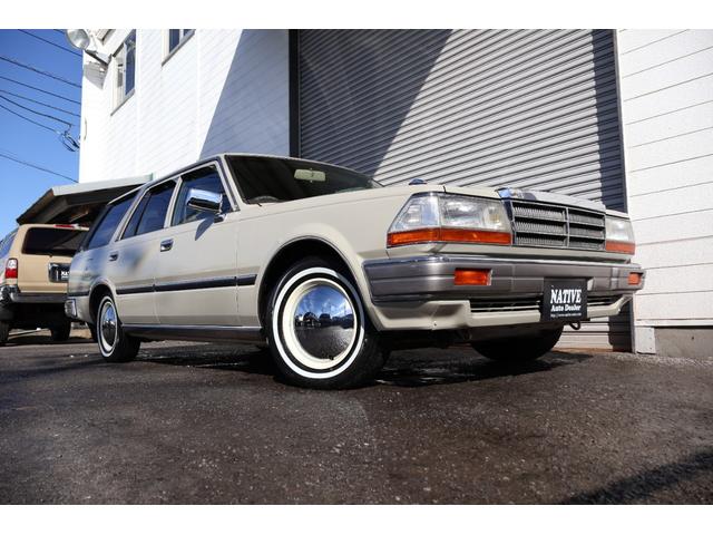 グロリアワゴン SGL サーフスタイル 新品VENPLAホイールキャップ 新品ホワイトリボンタイヤ LEDヘッドライト サンドベージュNewペイント タイミングベルト交換済み(8枚目)