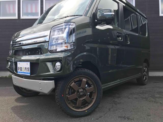 タウンボックス Ｇ　届出済未使用車　４ＷＤ　ターボ　オリジナルコンプリート仕様　オリジナル前後バンパー　スキッドプレート　リフトアップサス　ジオランダーＸ－ＡＴタイヤ　１５インチ社外アルミ　左側パワースライドドア（13枚目）