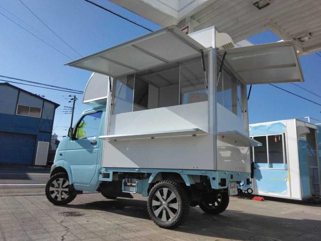 キャリイトラック ＫＣ　キッチンカー　１面跳上げ売窓　２槽シンク　移動販売車　災害避難車　車中泊カー　炊出し車　ＭＴ５速　エアコン　ＰＳ　ケータリングカー　フードトラック　全塗装　コンパクトキッチンカー　小型ＢＯＸ新品（2枚目）