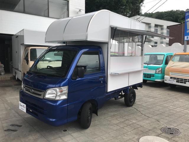 ハイゼットトラック エアコン・パワステスペシャルVS キッチンカー 移動販売車 トリミングカー PS AT AC BOX新品 2面跳ね上げ式売窓 2槽シンク 作業台 給排水タンク バックモニター型ドラレコ 軽キッチンカー 新塗装(22枚目)