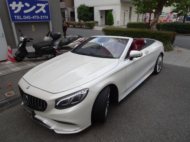 Sクラス S550 カブリオレ 禁煙車 車検整備付き フロントバンパー&フロントフェンダー&ボンネットプロテクションフィルム施工 AMG・S63前後バンパー パナメリカーナグリル HDDナビTV 全周囲カメラ 赤革 エアサス ACC(51枚目)