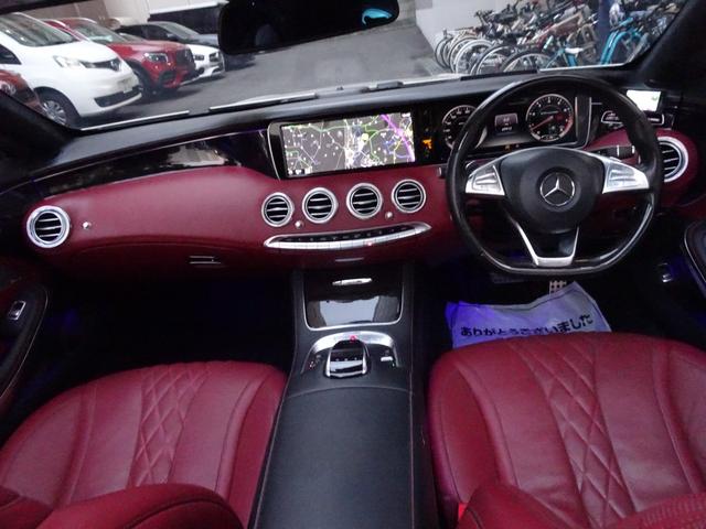 Sクラス S550 カブリオレ 禁煙車 車検整備付き フロントバンパー&フロントフェンダー&ボンネットプロテクションフィルム施工 AMG・S63前後バンパー パナメリカーナグリル HDDナビTV 全周囲カメラ 赤革 エアサス ACC(62枚目)