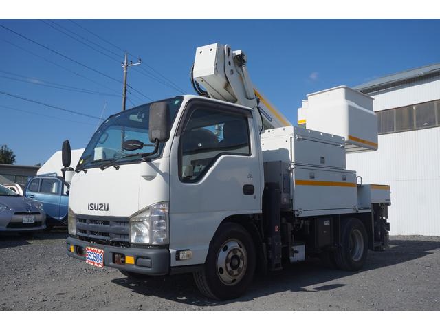 エルフトラック 高所作業車 アイチ製SH11A ジャッキ自動セット ブーム自動格納 架装部1893時間 走行6.9万キロ ETC ナビ TV ジョイスティック 左荷箱 走行6.3万キロ バックカメラ(5枚目)