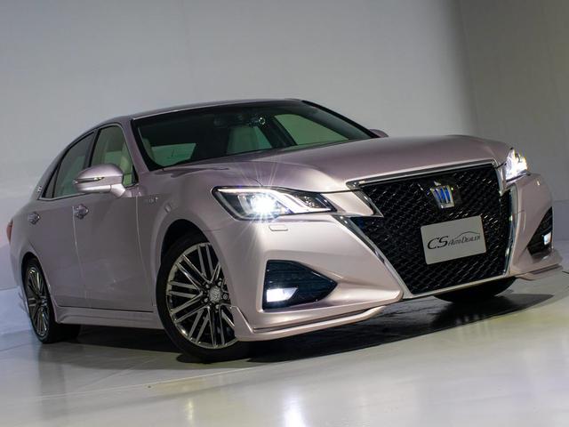 クラウンハイブリッド アスリートG 後期型「仄ローズメタリックオパール」(禁煙車)(白本革シート)(オプション18インチAW)(衝突軽減ブレーキ)(踏み間違い防止機能)(フルエアロ)レーダークルーズ 記録簿9枚 Bluetooth(20枚目)