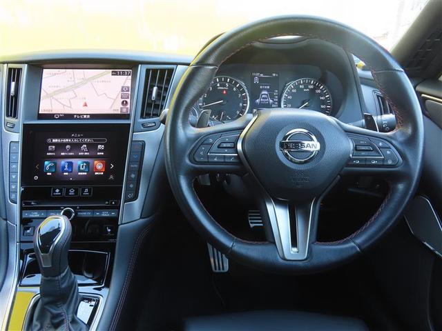 スカイライン ４００Ｒ　ミュージックプレイヤー接続可　本革シ－ト　横滑り防止装置　ＬＥＤヘッド　地デジ　キーレスエントリー　スマ－トキ－　バックモニター　ＤＶＤ再生　クルコン　ドラレコ　メモリーナビ　ナビＴＶ　ＡＡＣ　アルミ（2枚目）