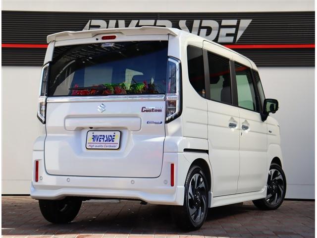 スペーシアカスタム ハイブリッドXSターボ 届出済未使用車スズキコネクト9インチナビ全方位カメラフルセグアップルカープレイレーダークルコンステアリモコンリアサーキュレーターハーフレザーシート&ヒーターHUD両側電動スライドコーナーセンサー(6枚目)
