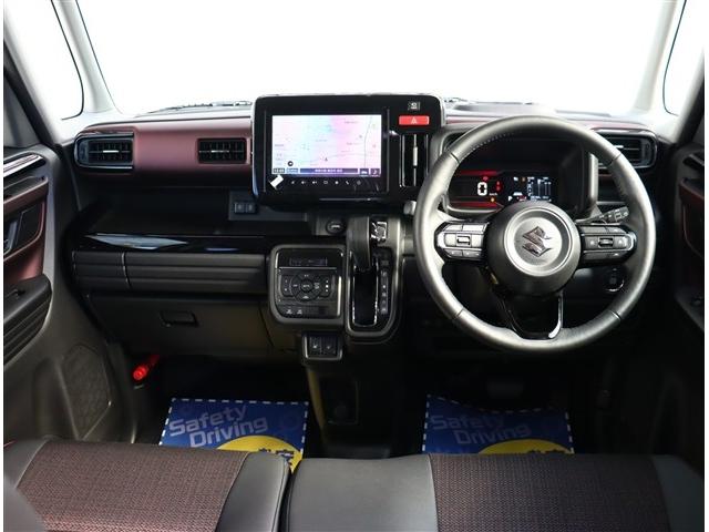 スペーシアカスタム ハイブリッドXSターボ 届出済未使用車スズキコネクト9インチナビ全方位カメラフルセグアップルカープレイレーダークルコンステアリモコンリアサーキュレーターハーフレザーシート&ヒーターHUD両側電動スライドコーナーセンサー(7枚目)