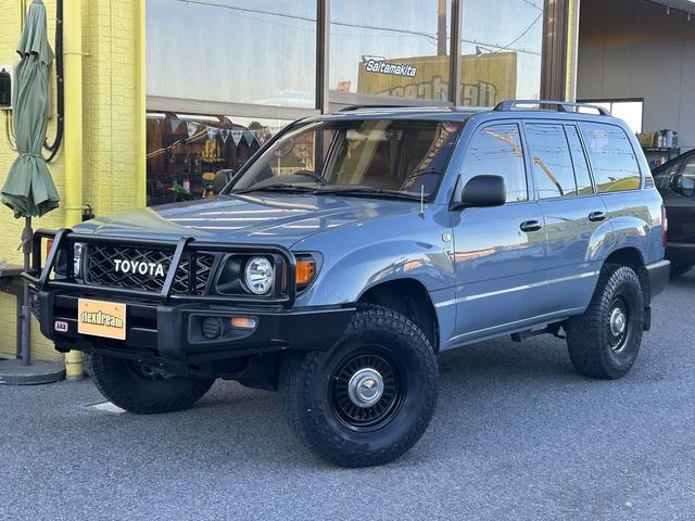 ランドクルーザー100 VXリミテッド 丸目フェイス換装 ARBバンパー オールペイントブルーグレー サイドモールレス(4枚目)