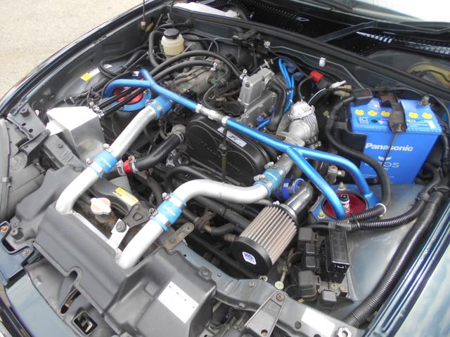 カプチーノ ベースグレード　モンスタースポーツＦ１００キット搭載　５速　ツインカムターボ　車高調　柿本マフラー　ロールバー　ＨＫＳブローオフバルブ　クスコタワーバー　インテークパイプ　Ｄｅｆｉブースト計　水温　油温　油圧（24枚目）