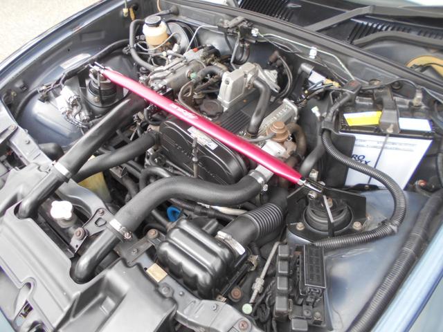 カプチーノ ベースグレード　ツインカムターボ　５速　４ＷＡＹオープンカー　ローダウン　ＢＢＳ１４インチＡＷ　フジツボマフラー　フロントスポイラー　リアウイング　ＬＥＤライト　フロントタワーバー　ＣＤ　ＵＳＢオーディオ　ＥＴＣ（23枚目）