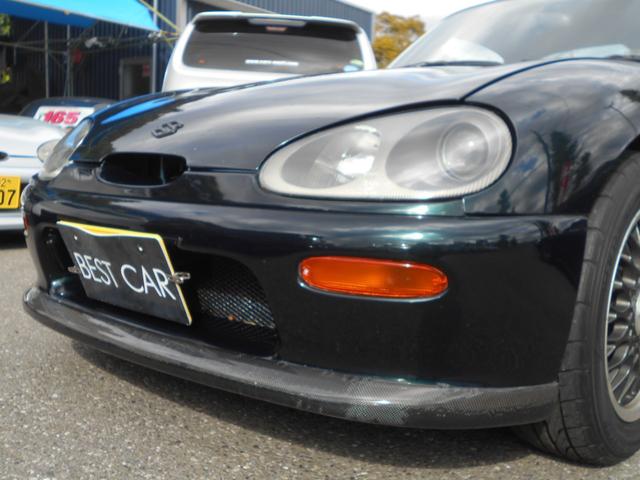 カプチーノ ベースグレード　ツインカムターボ　５速　４ＷＡＹオープンカー　ローダウン　ＢＢＳ１４インチＡＷ　フジツボマフラー　フロントスポイラー　リアウイング　ＬＥＤライト　フロントタワーバー　ＣＤ　ＵＳＢオーディオ　ＥＴＣ（33枚目）