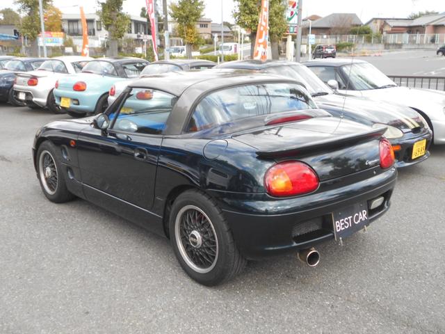 カプチーノ ベースグレード　ツインカムターボ　５速　４ＷＡＹオープンカー　ローダウン　ＢＢＳ１４インチＡＷ　フジツボマフラー　フロントスポイラー　リアウイング　ＬＥＤライト　フロントタワーバー　ＣＤ　ＵＳＢオーディオ　ＥＴＣ（46枚目）