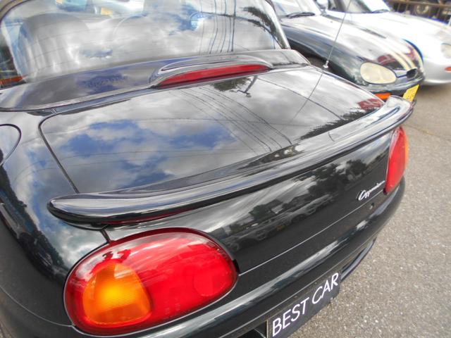 カプチーノ ベースグレード　ツインカムターボ　５速　４ＷＡＹオープンカー　ローダウン　ＢＢＳ１４インチＡＷ　フジツボマフラー　フロントスポイラー　リアウイング　ＬＥＤライト　フロントタワーバー　ＣＤ　ＵＳＢオーディオ　ＥＴＣ（57枚目）