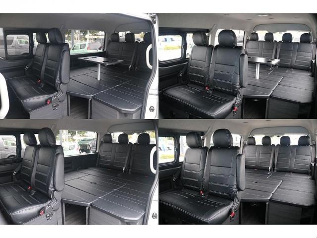 ハイエースワゴン ＧＬ　ロング　内装架装ｆａｍｉｌｉａｒ　ＦＦヒーター　ＢＩＧＸ　ＯＰＴＭサウンド　ＮＣ－１アルミ　シートカバー　ドアバイザー　ルーフスピーカー　ＥＴＣ　センターコンソール　ＬＥＤテール　エアロ　サブバッテリー（4枚目）
