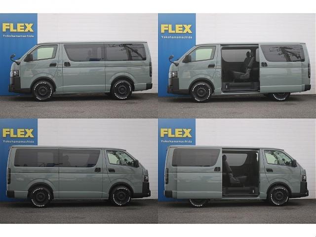 ハイエースバン ロングスーパーＧＬ　ＭＢエディション　ベッドキット　Ｔ－ｆｏｒｃｅフロントスポイラー　ＣＲＳ　リアウィング　ＡＬＰＩＮＥ　　ＢＩＧＸ　Ｄ／Ａ　アーバンカーキ　エンブレムブラック塗装　ドアミラーカバー塗装　マットブラック（5枚目）