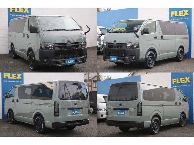 ハイエースバン ロングスーパーＧＬ　ＭＢエディション　ベッドキット　Ｔ－ｆｏｒｃｅフロントスポイラー　ＣＲＳ　リアウィング　ＡＬＰＩＮＥ　　ＢＩＧＸ　Ｄ／Ａ　アーバンカーキ　エンブレムブラック塗装　ドアミラーカバー塗装　マットブラック（6枚目）