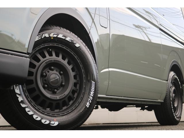 ハイエースバン ロングスーパーＧＬ　ＭＢエディション　ベッドキット　Ｔ－ｆｏｒｃｅフロントスポイラー　ＣＲＳ　リアウィング　ＡＬＰＩＮＥ　　ＢＩＧＸ　Ｄ／Ａ　アーバンカーキ　エンブレムブラック塗装　ドアミラーカバー塗装　マットブラック（34枚目）
