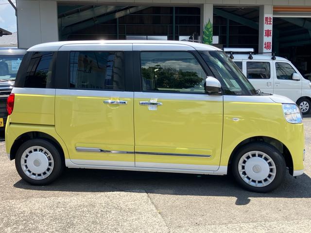 ムーヴキャンバス ストライプスＧターボ　オートクルーズコントロールシステム　クリアランスソナー　レーンアシスト　シートヒーター　ベンチシート　フルフラットシート　ＬＥＤヘッドランプ　衝突被害軽減システム　衝突安全ボディ　盗難防止システム（4枚目）