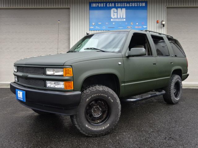 シボレータホ 　１９９７年モデル　シボレーフェイス　ＧＭＣ　ＳＬＴ　２インチリフトアップ　オリーブマッドグリーンラプターライナーＮＥＷオールペイント　ＳＤナビ　ＥＴＣ　ギブソンマフラー　ＥＴＣ（3枚目）