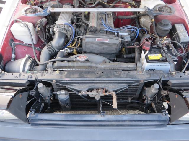 GT APEX 3ドアハッチバック エアコンパワステ リボルバー車高調ロールセンター 浮谷商会アッパーマウント フジツボタコ足柿本マフラー PIAAフォグランプ 純正リップスポイラー アナログメーター ノーマルルーフ(30枚目)