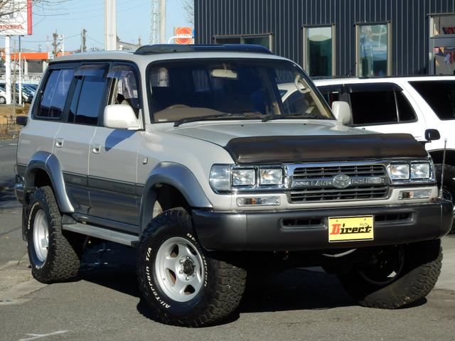 ランドクルーザー８０ ＶＸリミテッド最終型マニュアル換装新品３インチＵＰ　新品角目４灯ヘッドライト　ブラッドレーＶ１６インチＡＷ　ＢＦグットリッチＡＴタイヤ（4枚目）