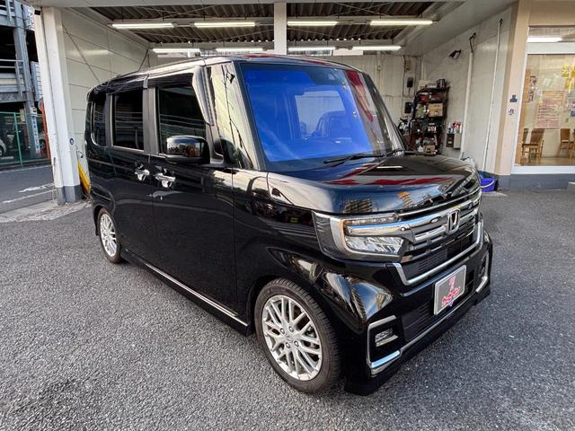 Ｎ－ＢＯＸカスタム Ｌターボ　ホンダセンシング　衝突軽減ブレーキ　誤発進抑制　後方誤発進抑制　歩行者事故低減ステアリング　アダプティブクルコン　標識認識機能　オートハイビーム　社外メモリーナビ　Ｂカメラ　両側パワスラ　ローダウン（7枚目）