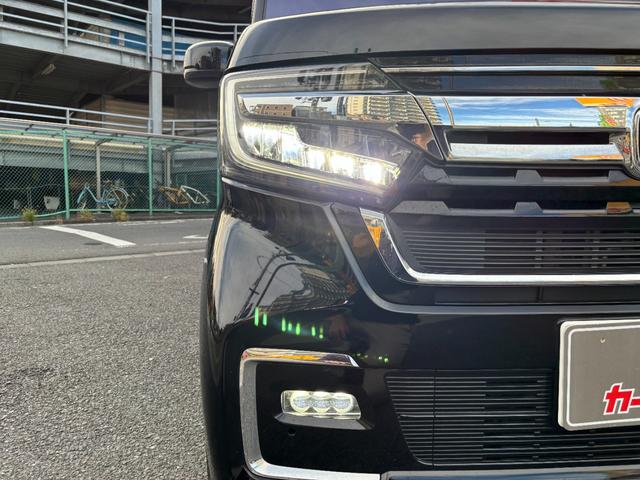 Ｎ－ＢＯＸカスタム Ｌターボ　ホンダセンシング　衝突軽減ブレーキ　誤発進抑制　後方誤発進抑制　歩行者事故低減ステアリング　アダプティブクルコン　標識認識機能　オートハイビーム　社外メモリーナビ　Ｂカメラ　両側パワスラ　ローダウン（46枚目）