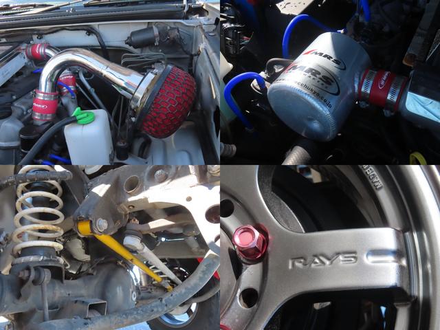 ジムニー ランドベンチャー 4WD タニグチリフトアップ MRSチャンバー フジツボマフラー 前後ショートバンパー エアクリーナー ドラレコ ETC バックカメラ ナビ TV キーレ シートヒーター AT Bluetooth(72枚目)