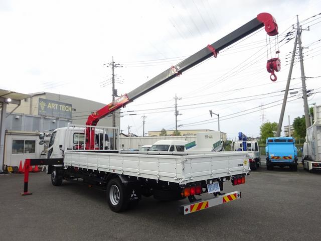 ファイター 　増トン　４段クレーン付　古河ユニック製　警報仕様　ラジコン付　７．７トン積載　ワイド幅　ベッド付　木製あおり３方開　超ワイド角足アウトリガ　２４０馬力（2枚目）