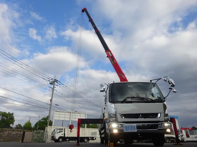 ファイター 　増トン　４段クレーン付　古河ユニック製　警報仕様　ラジコン付　７．７トン積載　ワイド幅　ベッド付　木製あおり３方開　超ワイド角足アウトリガ　２４０馬力（16枚目）